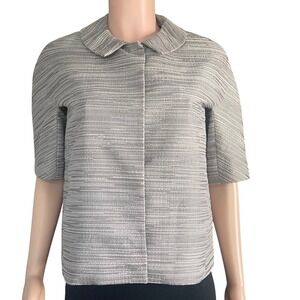 NWT Silver Gray Cropped Jacket Short Sleeve Hidden Snaps Mod Vintage Look‎ MP